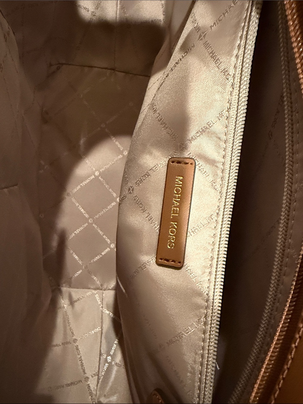 Michael Kors Canvas Tote | Cream & Cognac | Large Carryall - Picture 2 of 11